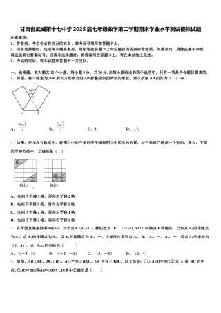 甘肃省武威第十七中学2025届七年级数学第二学期期末学业水平测试模拟试题含解析