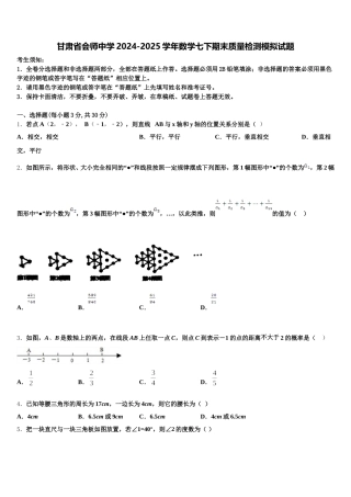 甘肃省会师中学2024-2025学年数学七下期末质量检测模拟试题含解析