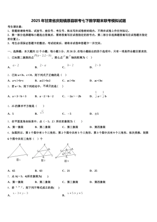 2025年甘肃省庆阳镇原县联考七下数学期末联考模拟试题含解析