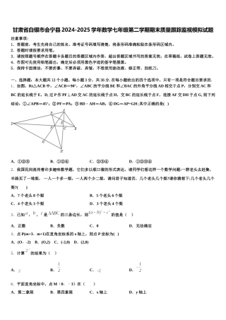 甘肃省白银市会宁县2024-2025学年数学七年级第二学期期末质量跟踪监视模拟试题含解析