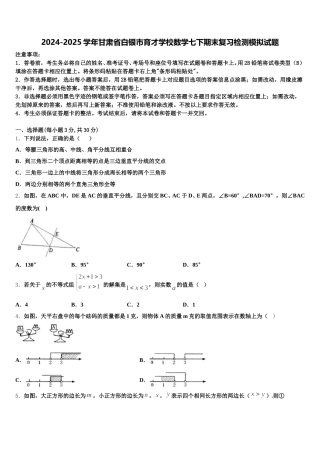2024-2025学年甘肃省白银市育才学校数学七下期末复习检测模拟试题含解析
