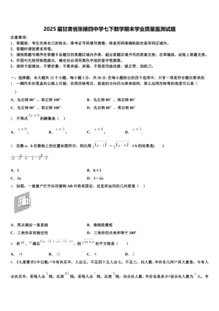 2025届甘肃省张掖四中学七下数学期末学业质量监测试题含解析
