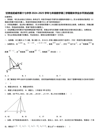 甘肃省武威市第十七中学2024-2025学年七年级数学第二学期期末学业水平测试试题含解析