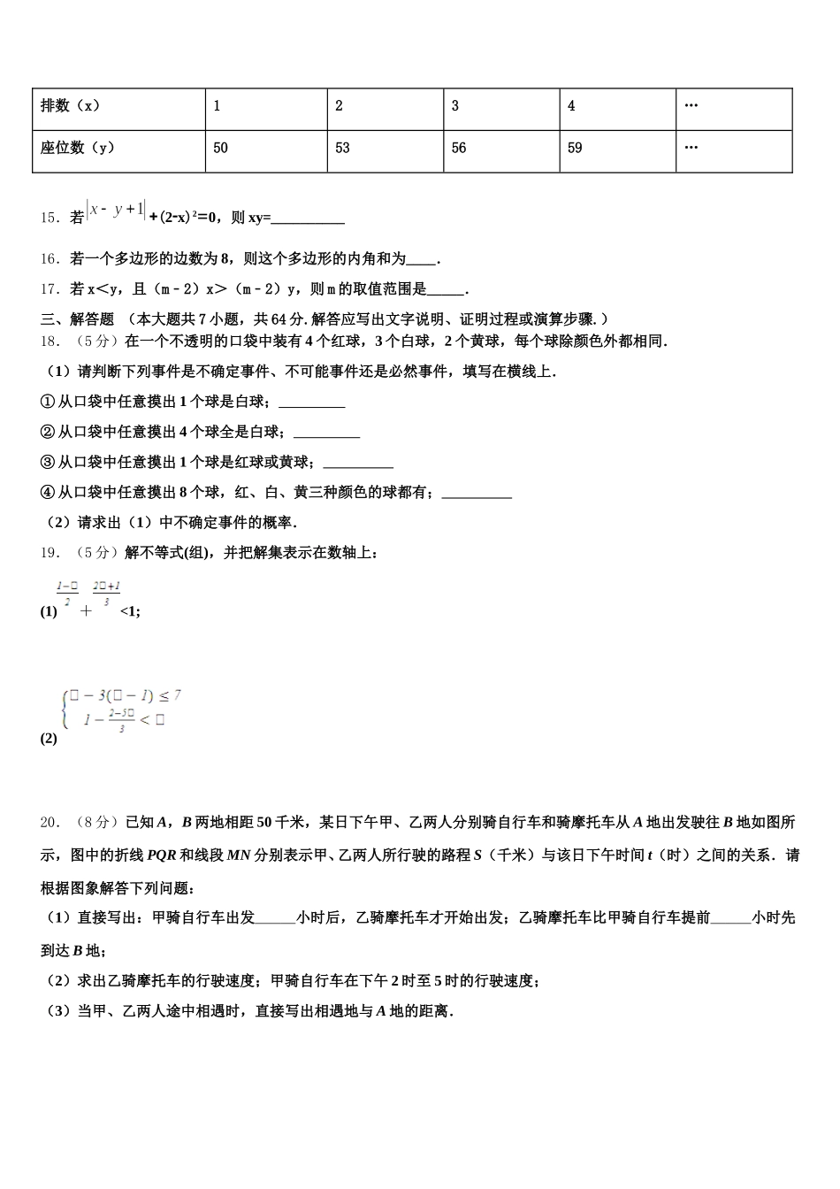 2024-2025学年甘肃省武威市凉州区洪祥镇七年级数学第二学期期末调研模拟试题含解析_第3页