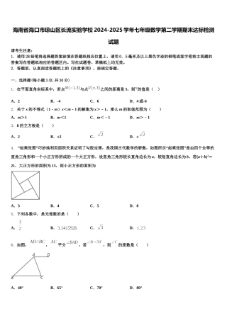 海南省海口市琼山区长流实验学校2024-2025学年七年级数学第二学期期末达标检测试题含解析