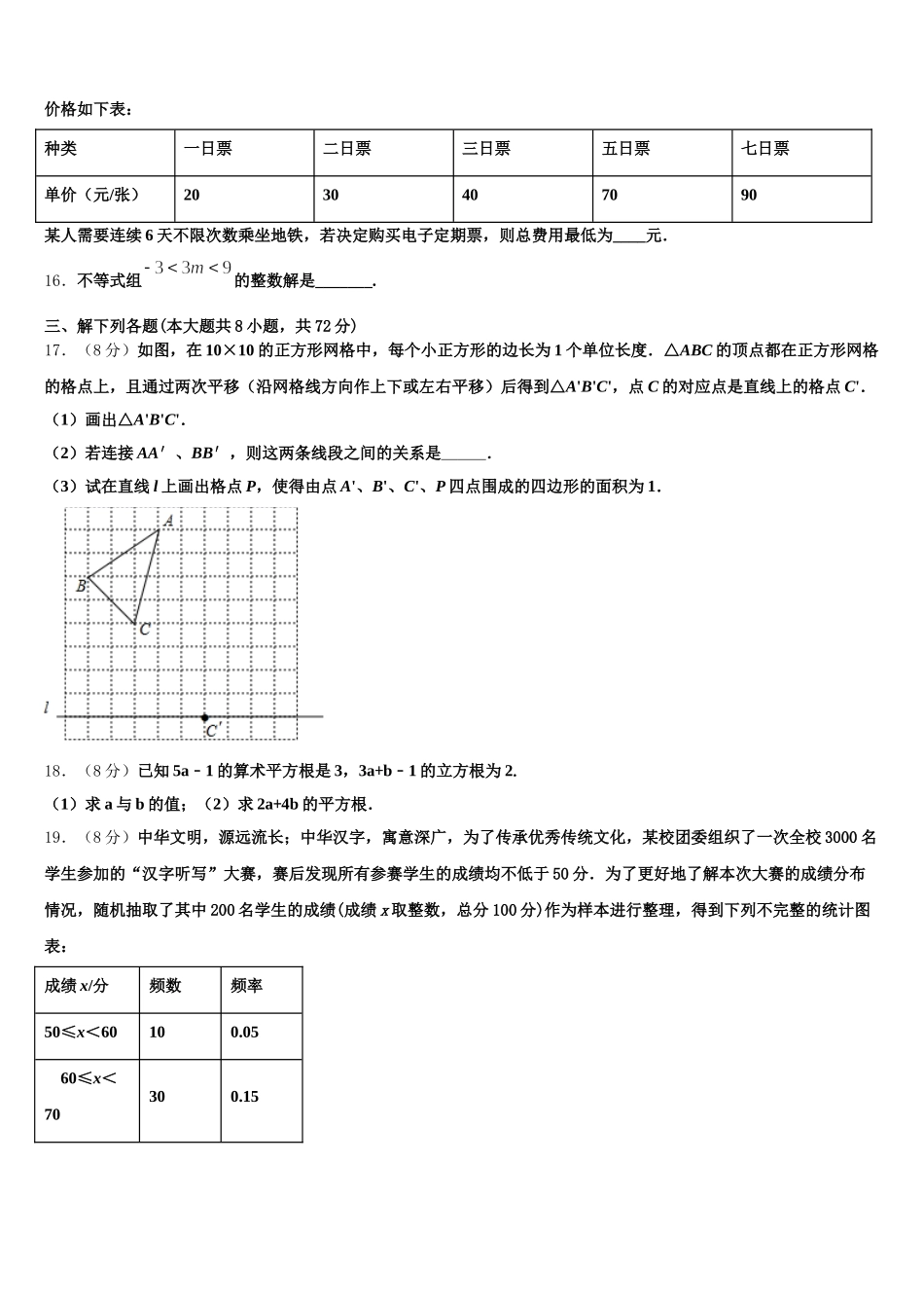 2025届海南省海口市第一中学数学七下期末监测试题含解析_第3页