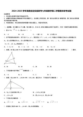 2024-2025学年海南省定安县联考七年级数学第二学期期末联考试题含解析