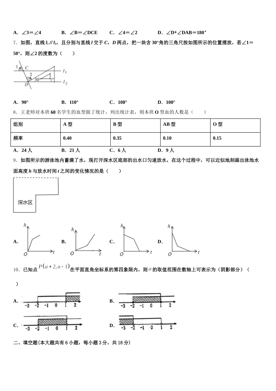 2024-2025学年海南省海口五中七年级数学第二学期期末综合测试模拟试题含解析_第2页