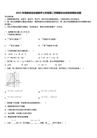 2025年海南省定安县数学七年级第二学期期末达标检测模拟试题含解析