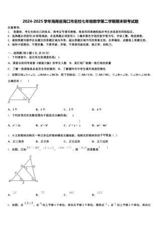 2024-2025学年海南省海口市名校七年级数学第二学期期末联考试题含解析