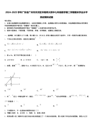 2024-2025学年广东省广州市天河区华南师大附中七年级数学第二学期期末学业水平测试模拟试题含解析