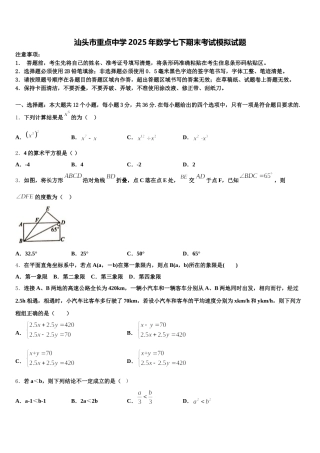汕头市重点中学2025年数学七下期末考试模拟试题含解析