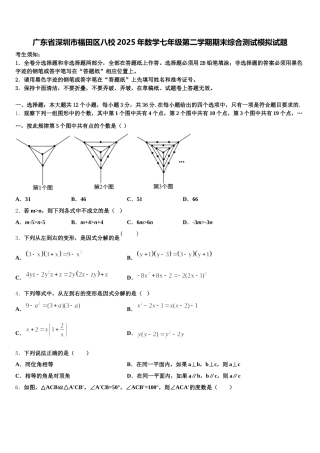 广东省深圳市福田区八校2025年数学七年级第二学期期末综合测试模拟试题含解析