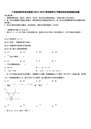 广东省深圳市龙文教育2024-2025学年数学七下期末综合测试模拟试题含解析