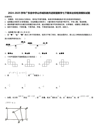 2024-2025学年广东省中学山市城东教共进联盟数学七下期末达标检测模拟试题含解析