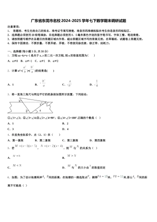 广东省东莞市名校2024-2025学年七下数学期末调研试题含解析