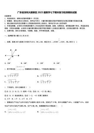 广东省深圳大鹏新区2025届数学七下期末复习检测模拟试题含解析
