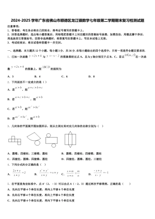 2024-2025学年广东省佛山市顺德区龙江镇数学七年级第二学期期末复习检测试题含解析