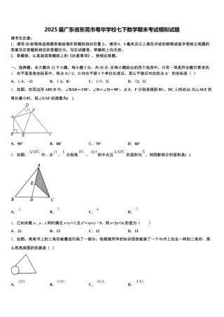 2025届广东省东莞市粤华学校七下数学期末考试模拟试题含解析