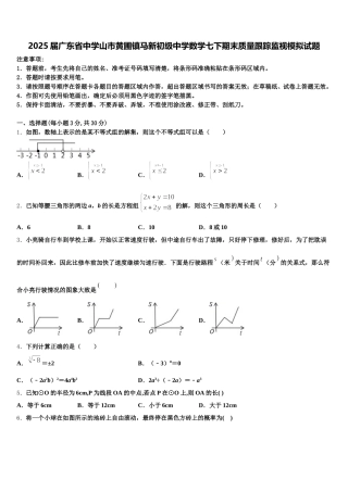 2025届广东省中学山市黄圃镇马新初级中学数学七下期末质量跟踪监视模拟试题含解析
