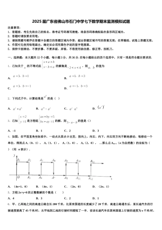 2025届广东省佛山市石门中学七下数学期末监测模拟试题含解析