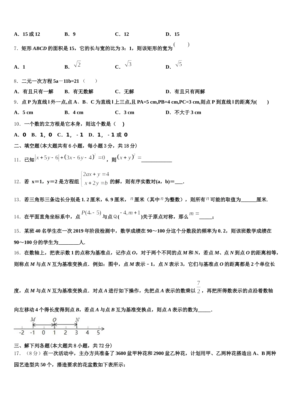2024-2025学年广东省汕头市濠江区数学七年级第二学期期末考试模拟试题含解析_第2页