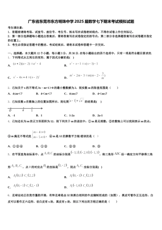 广东省东莞市东方明珠中学2025届数学七下期末考试模拟试题含解析