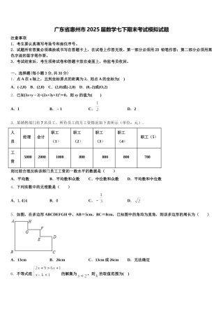 广东省惠州市2025届数学七下期末考试模拟试题含解析