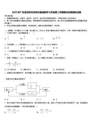 2025年广东省深圳市深圳外国语数学七年级第二学期期末经典模拟试题含解析
