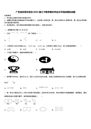 广东省东莞市名校2025届七下数学期末学业水平测试模拟试题含解析