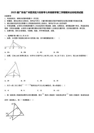 2025届广东省广州荔湾区六校联考七年级数学第二学期期末达标检测试题含解析