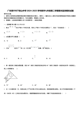 广东普宁市下架山中学2024-2025学年数学七年级第二学期期末监测模拟试题含解析
