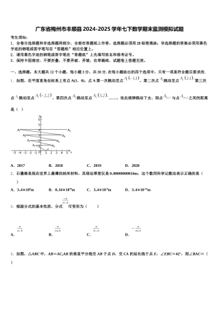 广东省梅州市丰顺县2024-2025学年七下数学期末监测模拟试题含解析