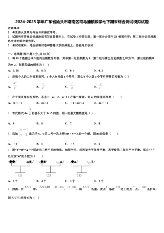 2024-2025学年广东省汕头市潮南区司马浦镇数学七下期末综合测试模拟试题含解析
