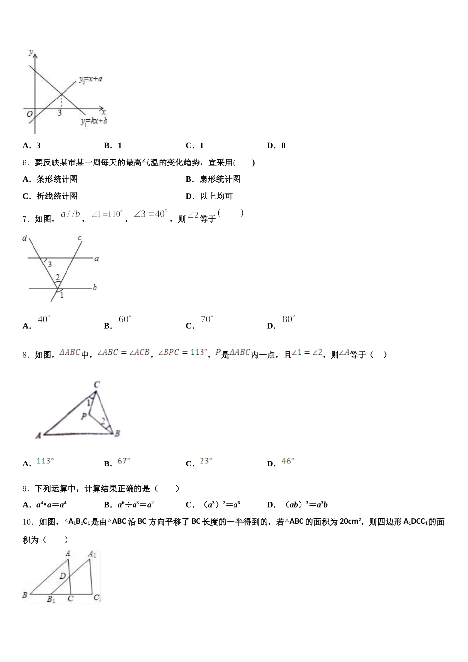 广东省佛山市南海中学2024-2025学年数学七下期末学业水平测试模拟试题含解析_第2页