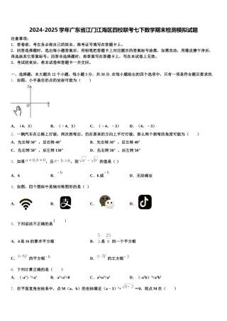 2024-2025学年广东省江门江海区四校联考七下数学期末检测模拟试题含解析