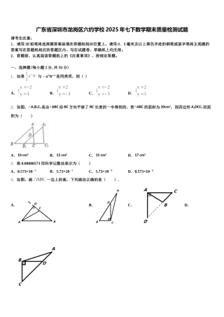 广东省深圳市龙岗区六约学校2025年七下数学期末质量检测试题含解析