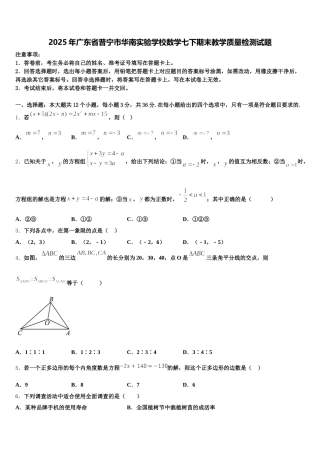 2025年广东省普宁市华南实验学校数学七下期末教学质量检测试题含解析