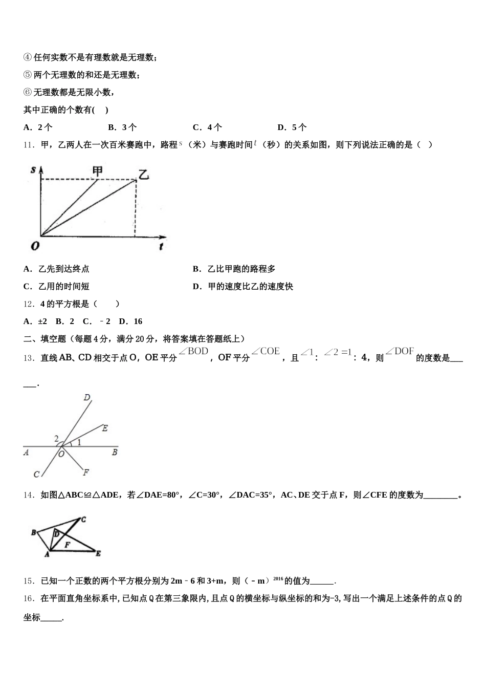 广东省湛江雷州市2025年数学七下期末达标检测模拟试题含解析_第3页