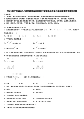 2025年广东省汕头市潮南区陈店明德学校数学七年级第二学期期末联考模拟试题含解析