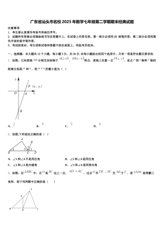 广东省汕头市名校2025年数学七年级第二学期期末经典试题含解析