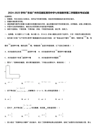 2024-2025学年广东省广州市花都区黄冈中学七年级数学第二学期期末考试试题含解析