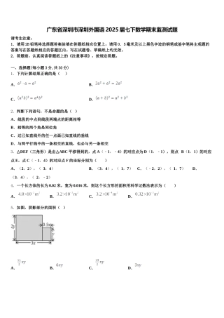 广东省深圳市深圳外国语2025届七下数学期末监测试题含解析