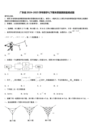 广东省2024-2025学年数学七下期末质量跟踪监视试题含解析