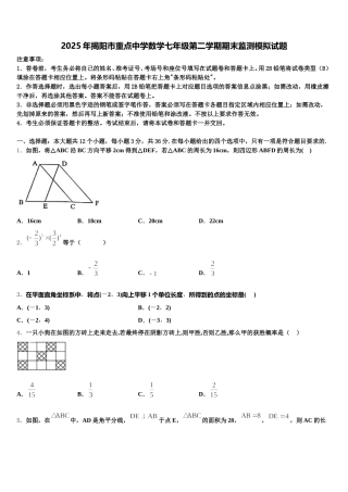 2025年揭阳市重点中学数学七年级第二学期期末监测模拟试题含解析