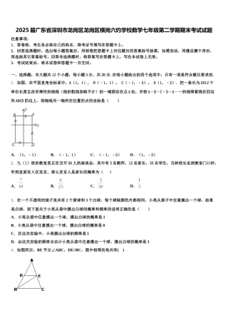 2025届广东省深圳市龙岗区龙岗区横岗六约学校数学七年级第二学期期末考试试题含解析