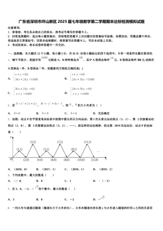 广东省深圳市坪山新区2025届七年级数学第二学期期末达标检测模拟试题含解析
