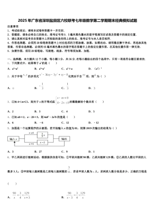 2025年广东省深圳盐田区六校联考七年级数学第二学期期末经典模拟试题含解析