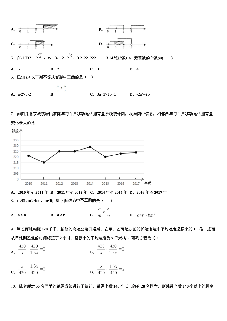 2025年广东省汕头市苏湾中学数学七下期末学业水平测试试题含解析_第2页