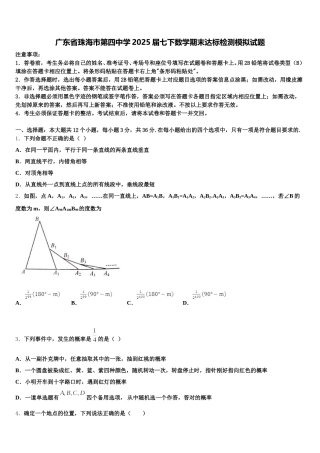 广东省珠海市第四中学2025届七下数学期末达标检测模拟试题含解析